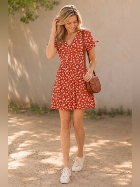 Madewell Tie Sleeve Retro Hibiscus Floral Print Mini Dress